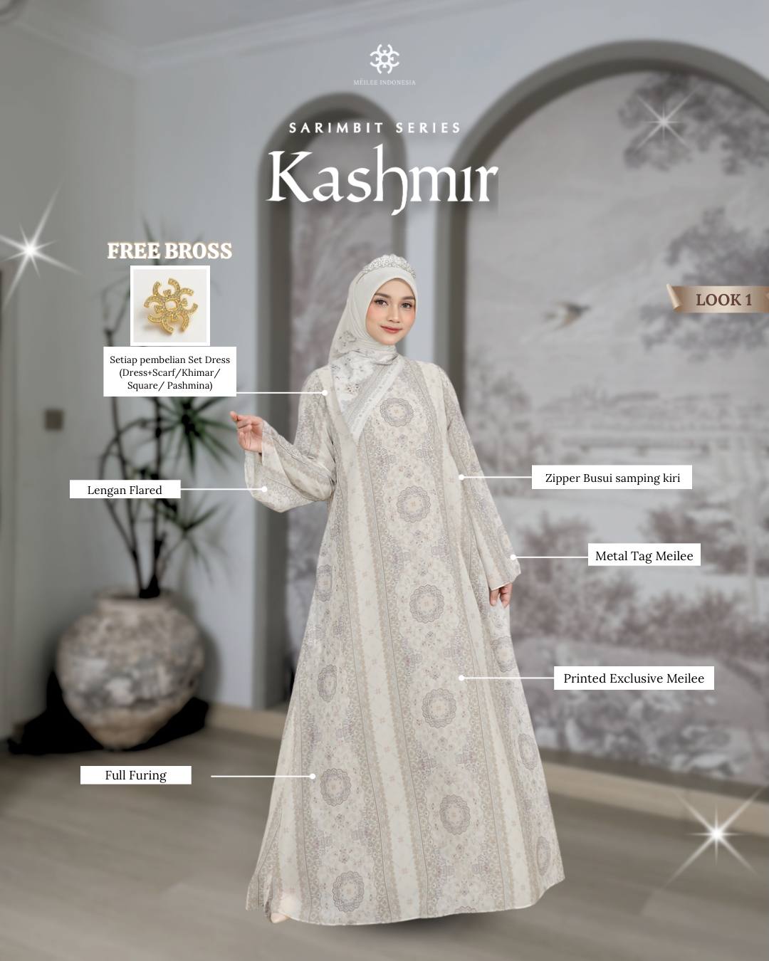 Abaya Mom and Kids Kashmir Famset by Meilee
