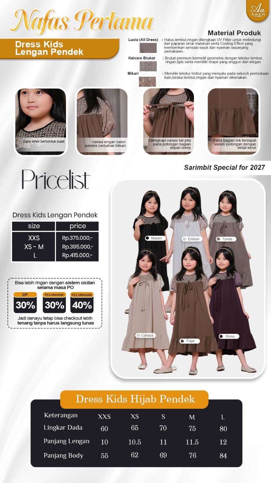 Dress Kids - Nafas Pertama Sarimbit by Aden Hijab
