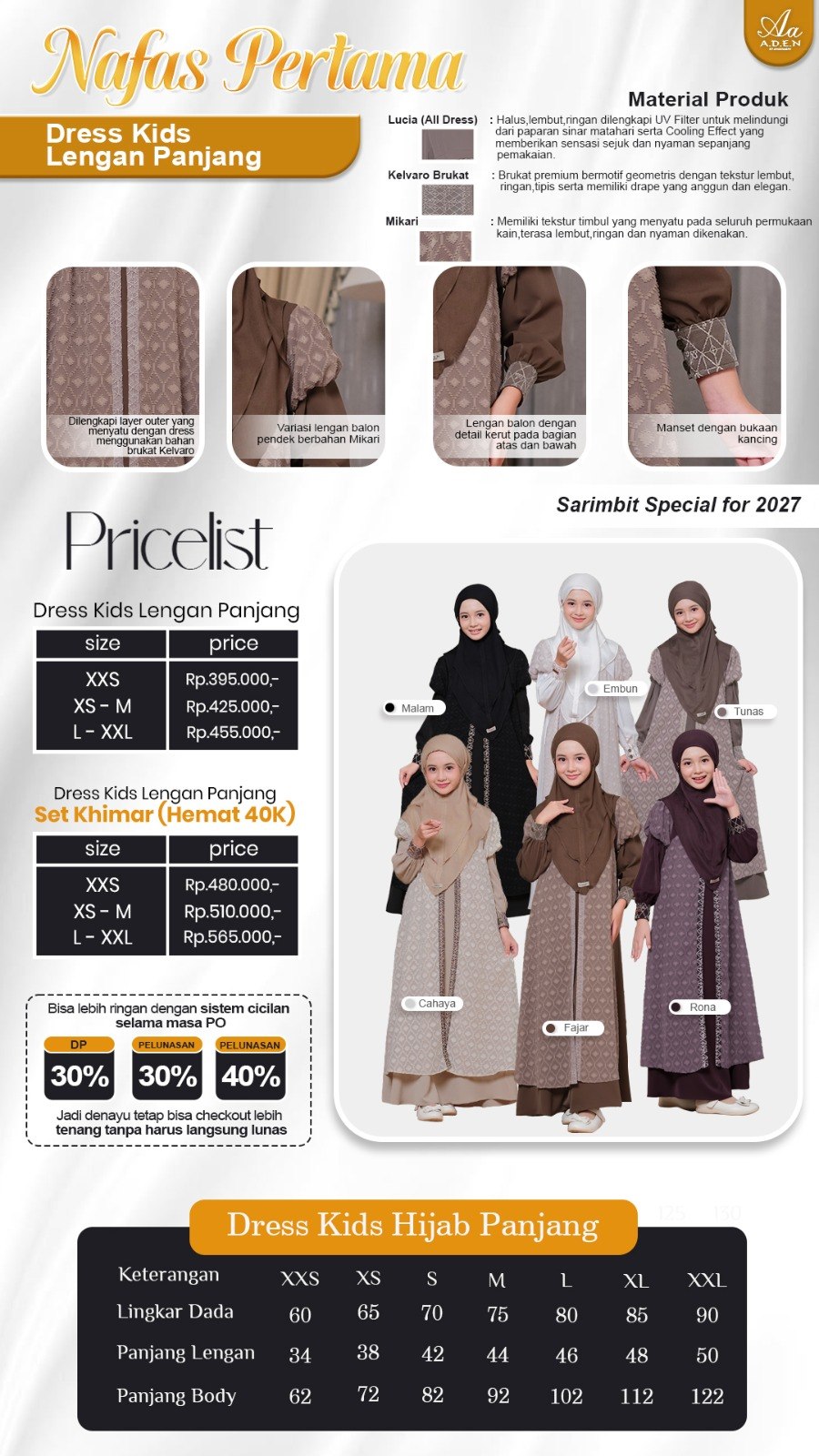 Dress Kids - Nafas Pertama Sarimbit by Aden Hijab