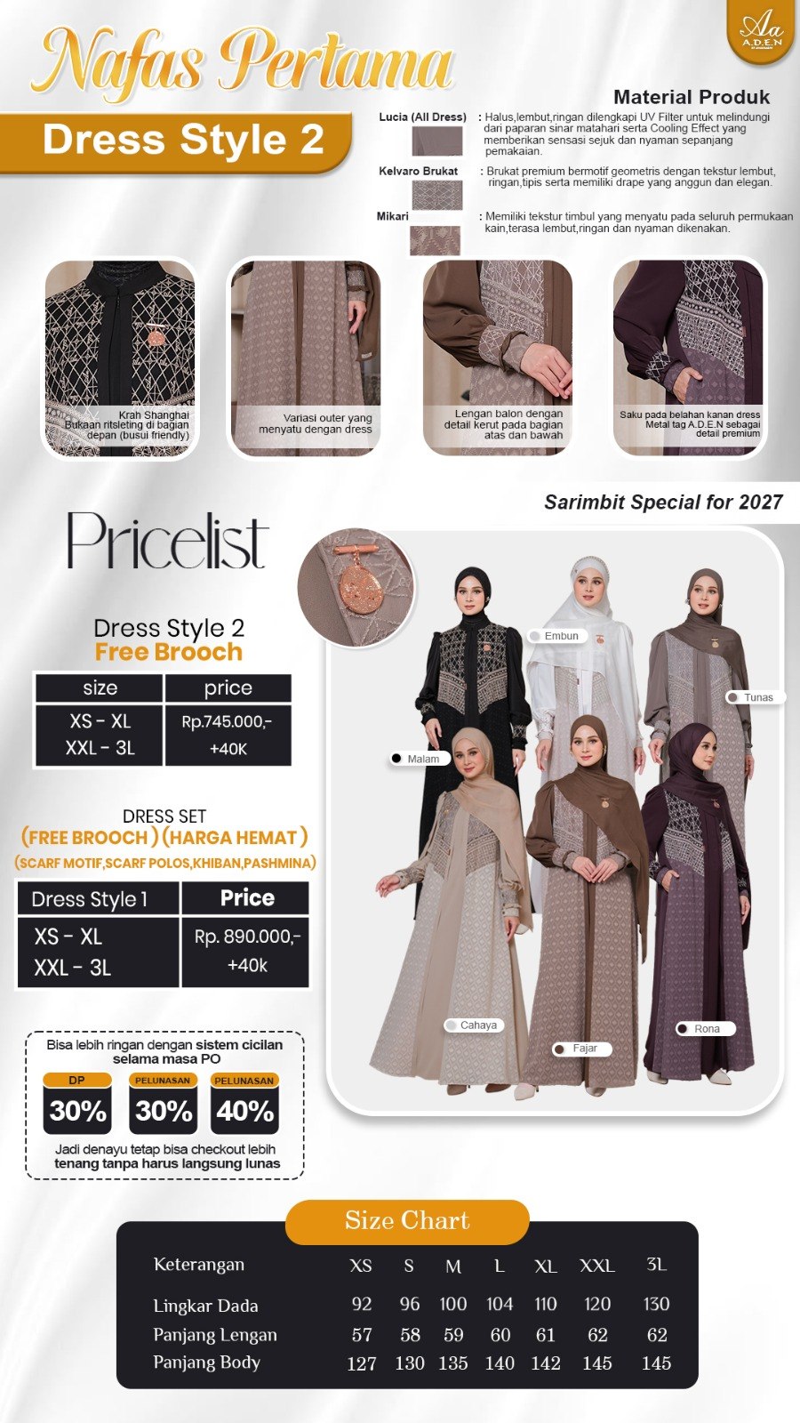 Inner Outer Dress Mom Set - Nafas Pertama Sarimbit by Aden Hijab