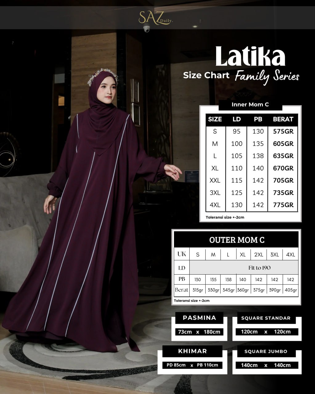 Abaya & Outer Mom - Latika Sarimbit by SAZ